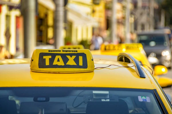 Prague Czech Republic July 2018 Close View Sign Roof Taxi — Stock Photo, Image