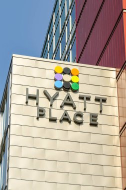 Seattle, Wa, Amerika Birleşik Devletleri - Haziran 2018: Hyatt Place hotel Seattle dış duvar büyük tabelada.