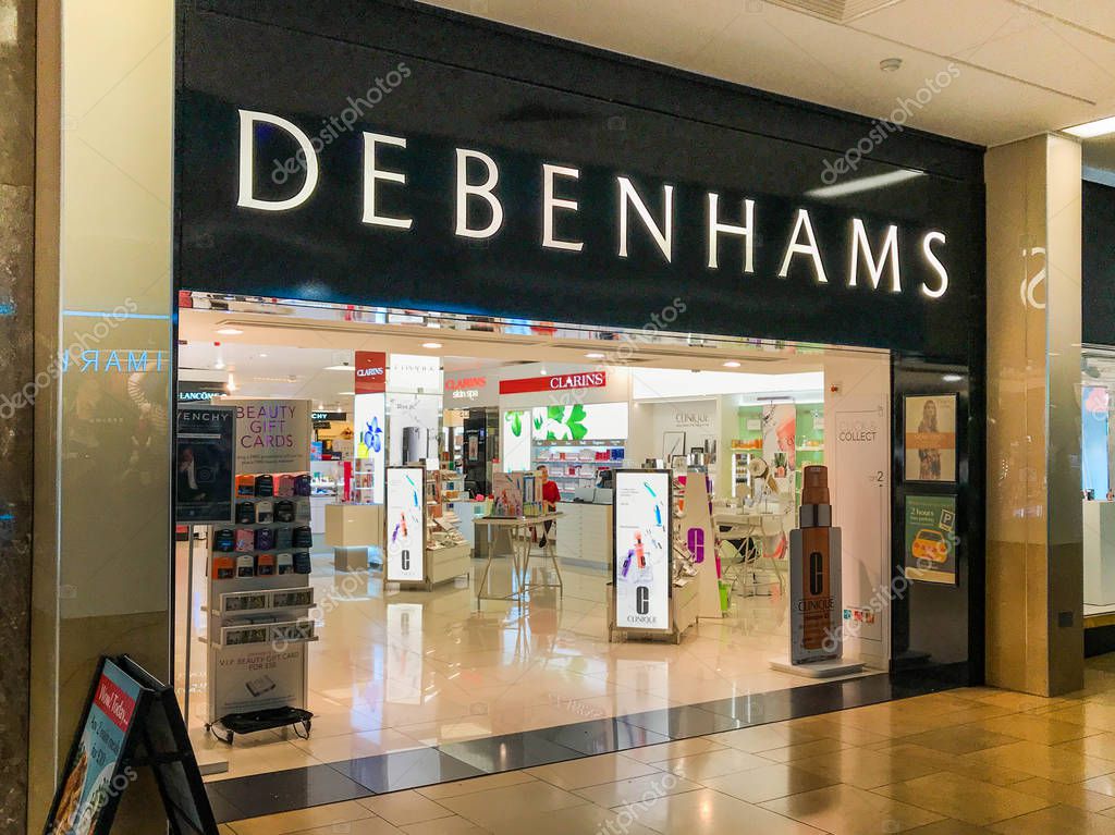 CARDIFF, WALES - JANUARY 2019: Entrance to the Debenham's store in the St David's shopping centre in Cardiff