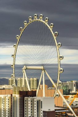 Las Vegas, Nevada - Şubat 2019: bir dönüm noktası ve turistik cazibe Las Vegas High Roller dev tekerlekli binmek,.