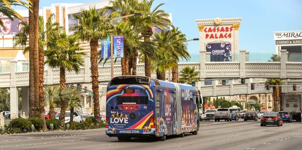 Las Vegas Nevada Febrero 2019 Autobús Expreso Que Viaja Por — Foto de Stock