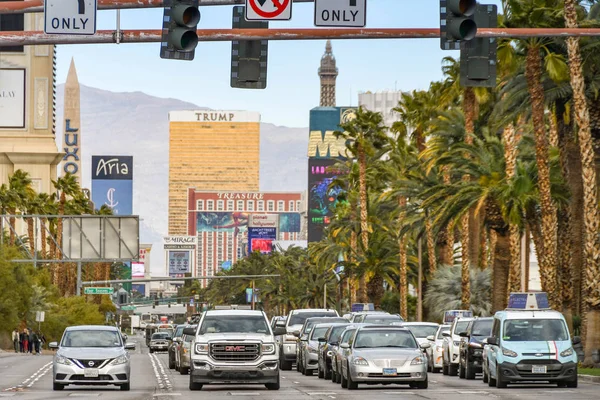 Las Vegas Nevada Febrero 2019 Tráfico Hacia Sur Bulevar Las — Foto de Stock