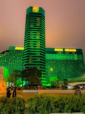 Las Vegas, Nv, Amerika Birleşik Devletleri - Şubat 2019: The The Mgm Grand Hotel Las Vegas gece.