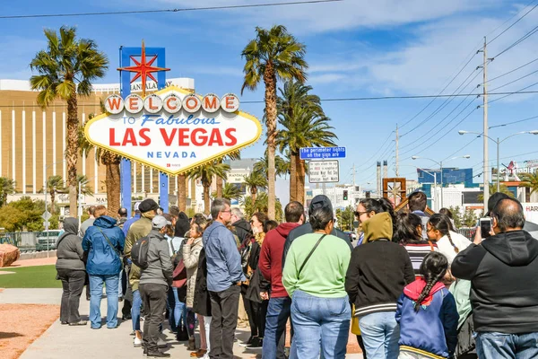 Las Vegas Febrero 2019 Gente Haciendo Cola Para Hacerse Una — Foto de Stock