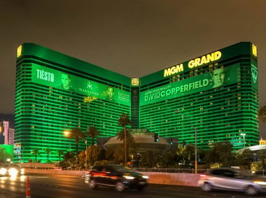 Las Vegas, Nv, Amerika Birleşik Devletleri - Şubat 2019: The The Mgm Grand Hotel Las Vegas gece.