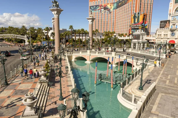 Las Vegas Nevada Febrero 2019 Canal Frente Hotel Veneciano Temática — Foto de Stock
