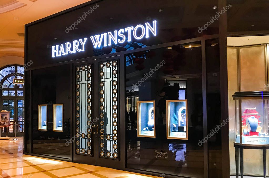 LAS VEGAS, NV, USA - FEBRUARY 2019: Entrance to a branch of Harry Winston in a shopping mall in Las Vegas.