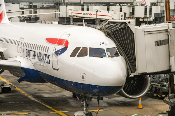 Аеропорту Хітроу Англія 2019 Лютого Новий Британський Дихальних Шляхів Airbus — стокове фото