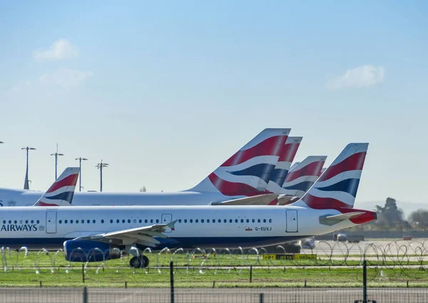Londen Engeland Maart 2019 British Airways Airbus A321 Vliegtuig Taxien — Stockfoto