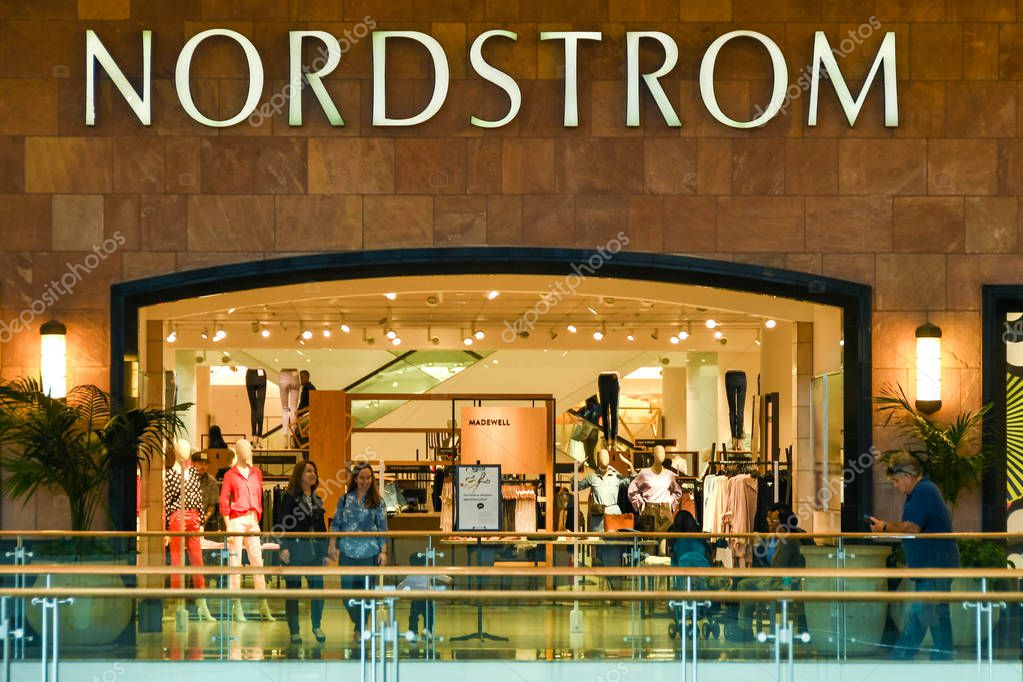LAS VEGAS, NV, USA - FEBRUARY 2019: Entrance to the Nordstrom department store in the Fashion Show shopping mall in Las Vegas.