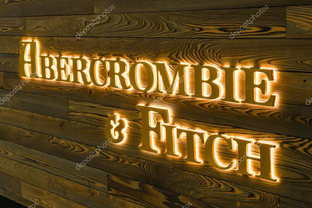 LAS VEGAS, NV, USA - FEBRUARY 2019: Illuminated sign on the outside of a branch of Abercrombie & Fitch in Las Vegas.