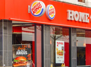 Cardiff, Galler-Mart 2019: Cardiff şehir merkezinde Burger King şubesinin dış kısmı.