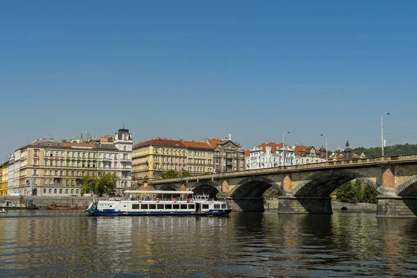 Prague Czech Republic August 2018 Tourist Sightseeing Boat River Vltava — Stock Photo, Image