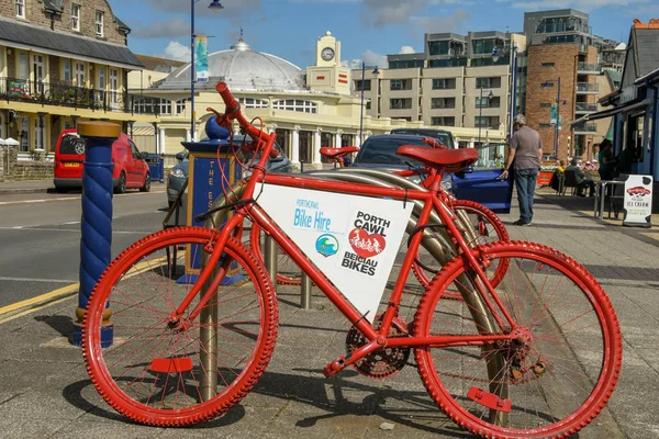 Porthcawl Wales Août 2018 Vélos Garés Bord Mer Porthcawl Dans — Photo