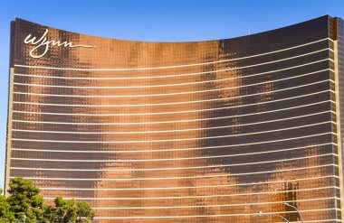 Las Vegas, Nv, Abd - Şubat 2019: Las Vegas Bulvarı'ndaki Wynn Hotel and Resort'un dış cephesi.