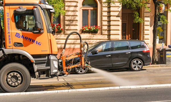 Prague République Tchèque Juillet 2018 Camion Citerne Dans Une Rue — Photo