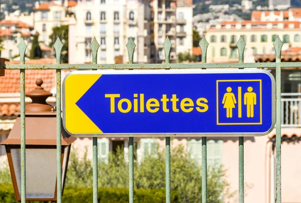 Cannes France April 2019 Sign Showing Direction Male Female Toilets — Stock Photo, Image
