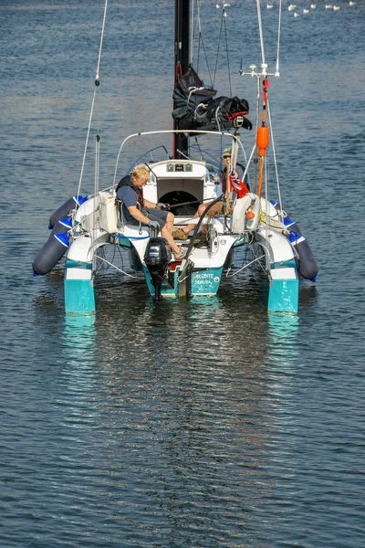 Swansea Wales Juillet 2018 Les Gens Bord Catamaran Dans Marina — Photo