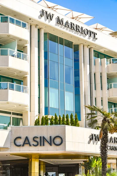 แคนเนส งเศส เมษายน 2019 ลงนามเหน อทางเข าคาส โนท โรงแรม Marriott — ภาพถ่ายสต็อก