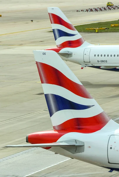 Πτερύγια ουράς των αεροπλάνων της British Airways — Φωτογραφία Αρχείου
