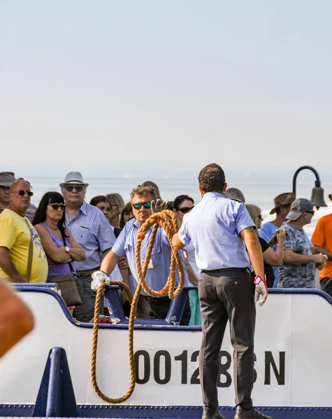 Garda Lago Garda Italia Septiembre 2018 Miembro Tripulación Ferry Lanza — Foto de Stock