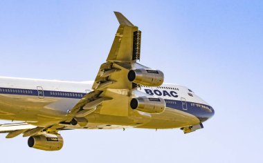 Londra, İngiltere - Mart 2019: British Airways Boeing 747, havayolunun 100..