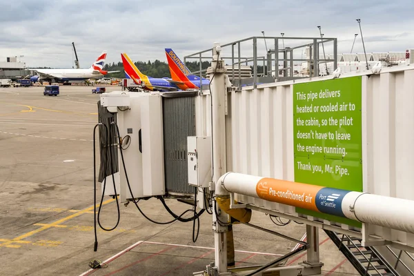 Αεροδρόμιο Σιάτλ Τακόμα Ηπα Ιούνιος 2018 Jet Bridge Στο Αεροδρόμιο — Φωτογραφία Αρχείου