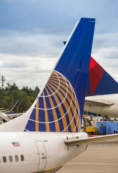 Seattle Tacoma Airport Usa Juni 2018 Heckflosse Des United Airlines — Stockfoto