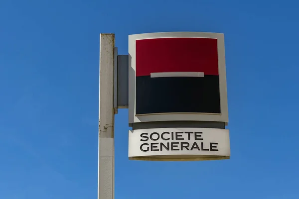 Cannes Francia Abril 2019 Firma Fuera Sucursal Societe Generale Paseo — Foto de Stock