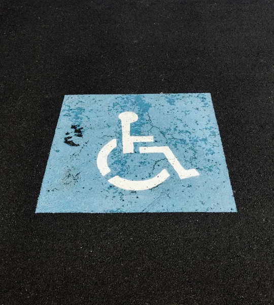 Close Wheelchair Symbol Painted Surface Car Park Denote Car Parking Stock Photo