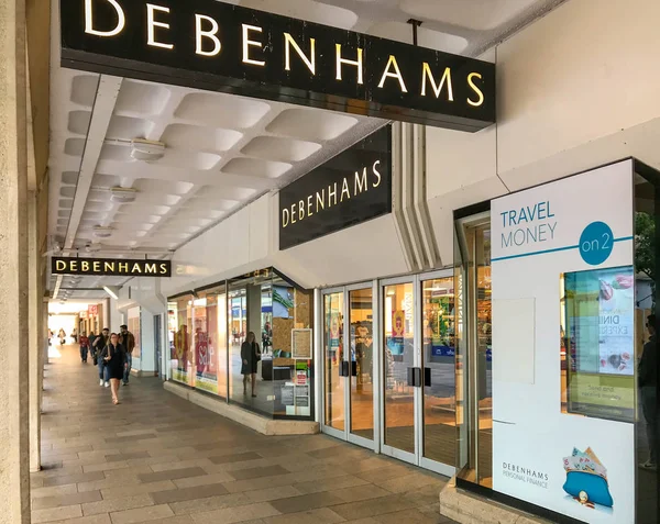 Cardiff Wales Červen 2019 Znamení Nad Vchodem Obchodního Domu Debenhams — Stock fotografie