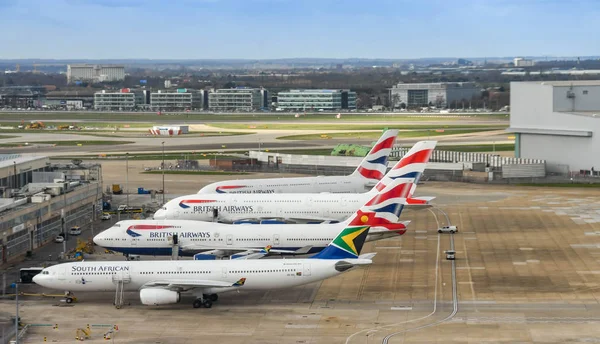 London Heathrow Airport Maart 2019 Luchtfoto Van Grote Jets Geëxploiteerd — Stockfoto