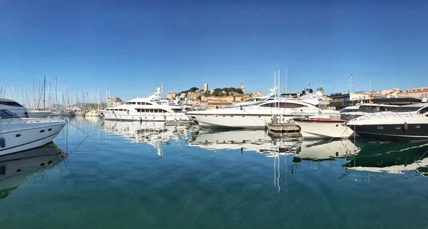 Cannes France April 2019 Panroamic View Luxury Motor Yachts Cannes — Stock Photo, Image