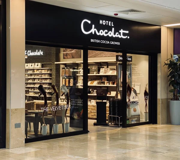 Cardiff Walia Wrzesień 2019 Wejście Hotelu Chocolat Shop Centrum Handlowym — Zdjęcie stockowe