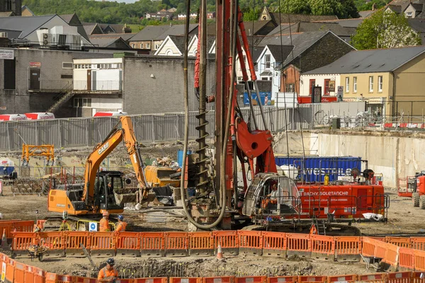 Pontypridd Wales June 2018 Large Drilling Rig Excavator Working Regeneration — 图库照片