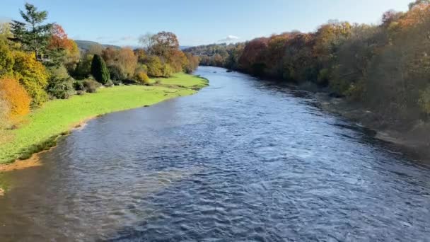 Landschappelijk Uitzicht Wye Het Midden Van Wales Herfst — Stockvideo
