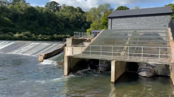 Radyr Cardiff Wales September 2020 Hydropower Power Plant River Taff — 图库视频影像