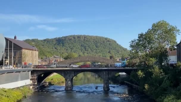 Pontypridd Wales September 2020 Der Bogen Der Alten Brücke Pontypridd — Stockvideo
