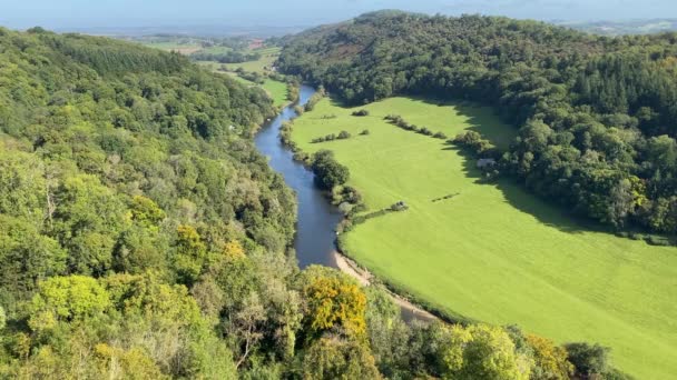 Vue Aérienne Panoramique Rivière Wye Vallée Wye Point Vue Sur — Video