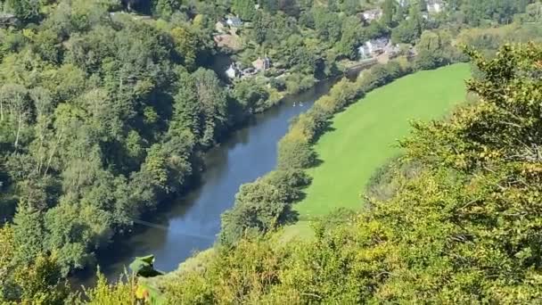 Symonds Yat Inglaterra Setembro 2020 Vista Aérea Rio Wye Enquanto — Vídeo de Stock