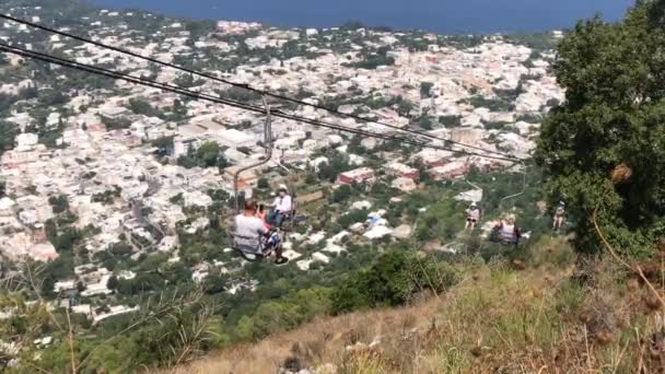 Isle Capri Italy August 2019 People Riding Chairlift Mount Solaro — Stock Video