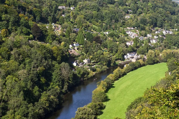 Symonds Yat Inglaterra Setembro 2020 Vista Aérea Rio Wye Casas — Fotografia de Stock