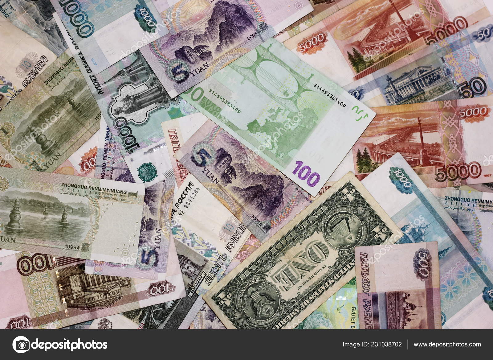 Much Money Banknotes Different Countries Bunch Alternately Rubles Dollar  Euro Stock Illustration by ©junne12 #231038702