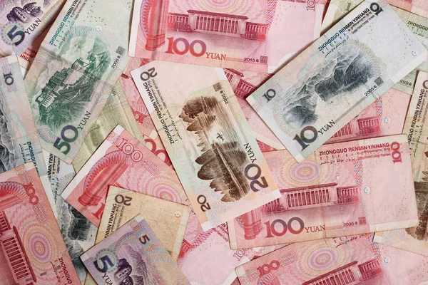 Bankbiljetten Van China Zijn Een Stelletje Afwisselend Yuan Veel Geld — Stockfoto