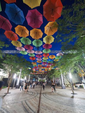 Coral Gables, Florida, gece gökyüzünde şemsiye.
