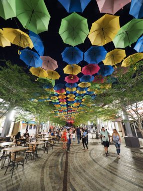 Coral Gables, Florida, gece gökyüzünde şemsiye.