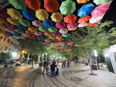 Coral Gables, Florida, gece gökyüzünde şemsiye.