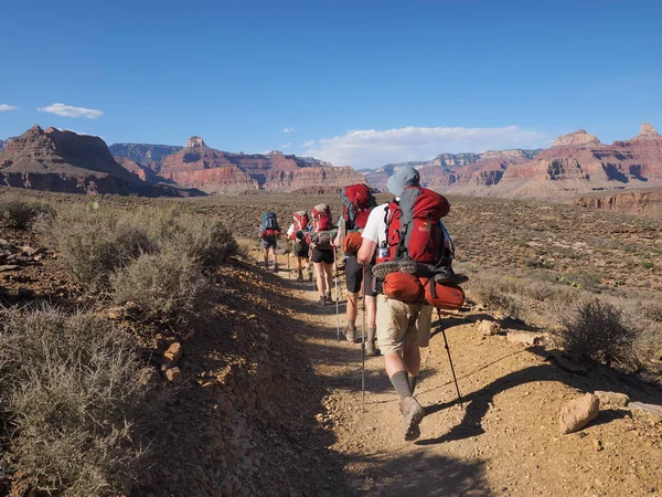 Backpackers op de Tonto Trail in de Grand Canyon. — Stockfoto