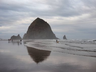 Haystack Rock top Beach, Oregon üzerinde.