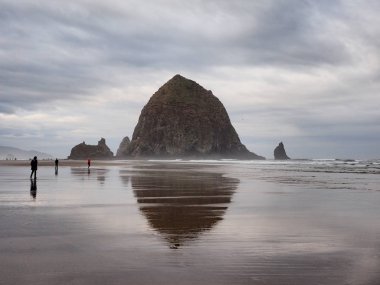 Haystack Rock top Beach, Oregon üzerinde.